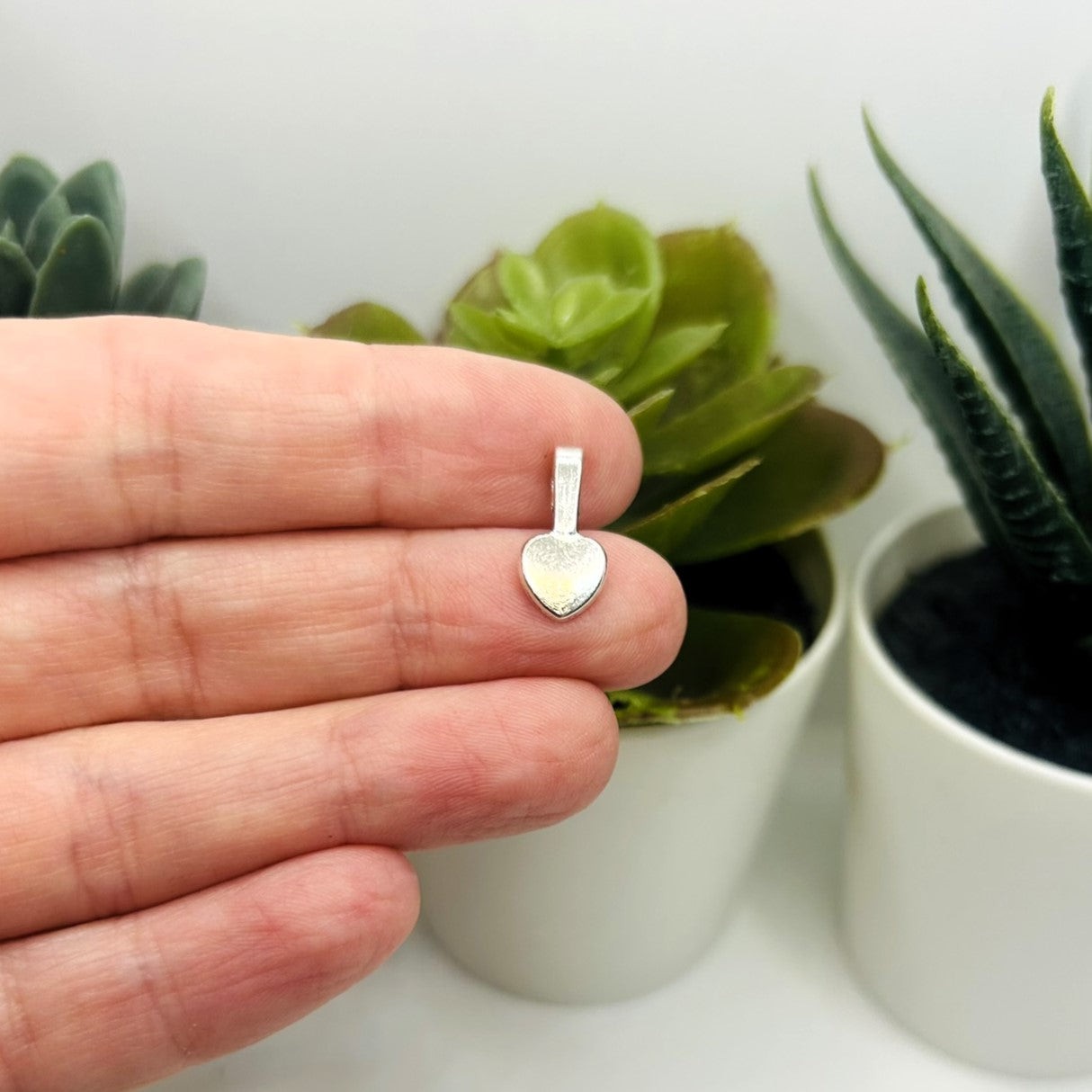 Silver Glue-On Heart Jewelry Bails, 16x8mm - US Seller