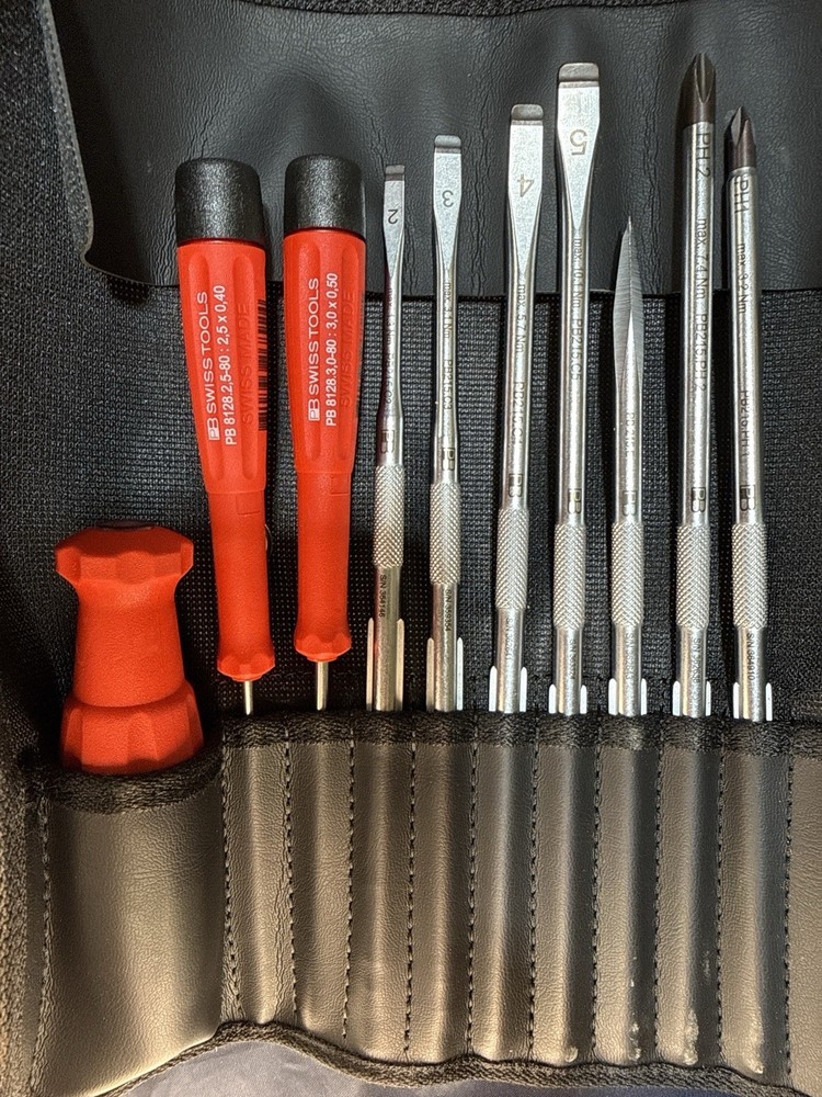 PB Swiss Tools SwissGrip Basic Set of 9 Precision Screwdrivers Roll Case Set