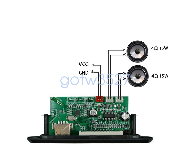 DC12V Bluetooth MP3 WMA Decoder Board Audio Module Car 2*15W Amplifier USB TF FM