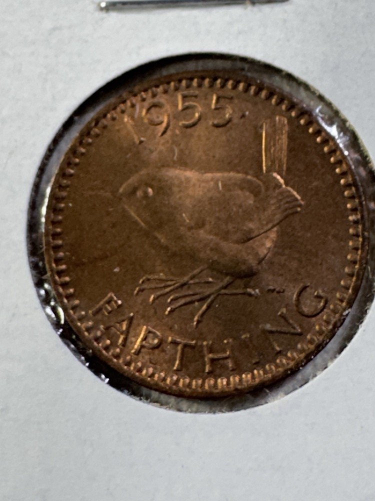 1955 Great Britain Farthing Bronze Coin