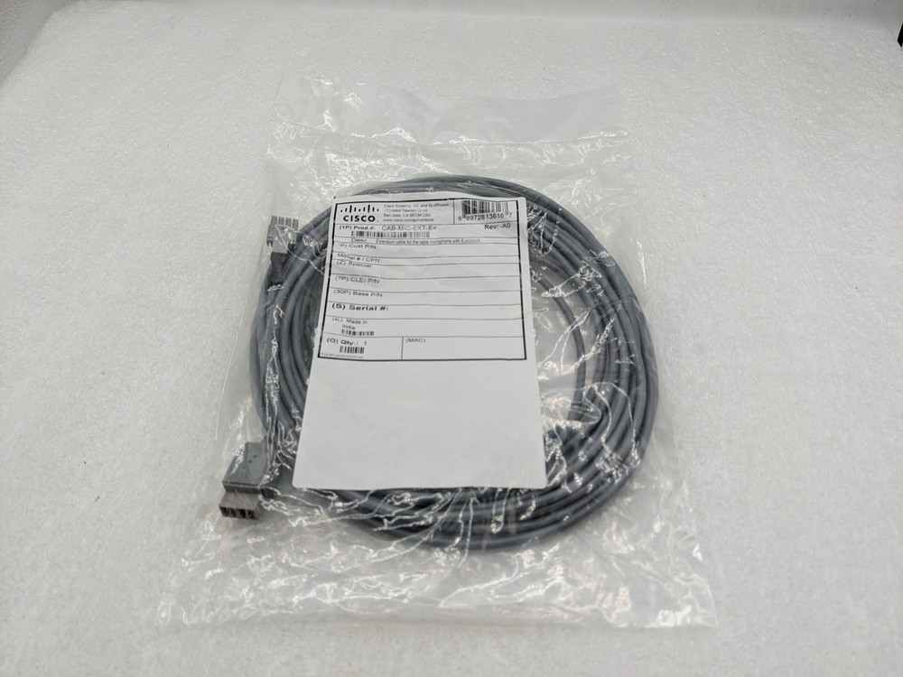 Cisco CAB-MIC-EXT-E Table Microphone Extension Cable 4 Pin Mini Euroblock 29ft