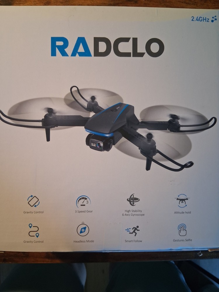RADCL0 Foldable Quadcopter Drone HD Camera, Controller, 2 Batteries, Carry Case