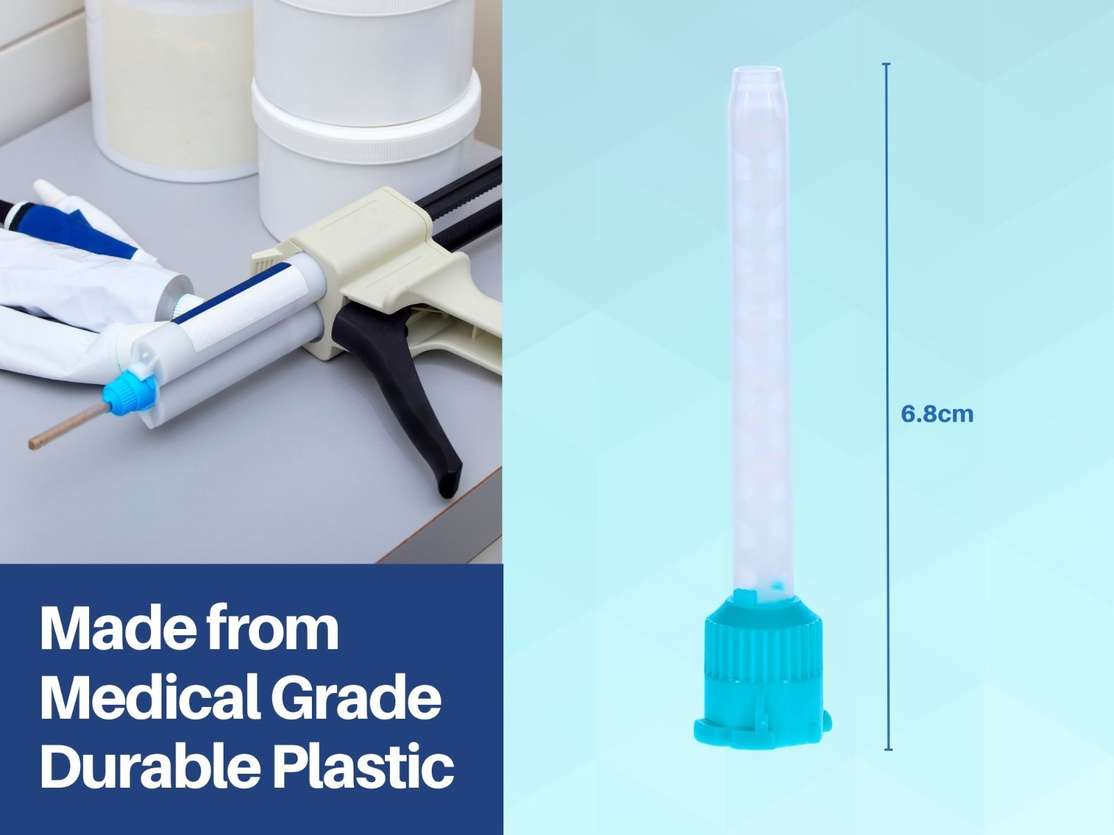 Dental Mixing Tips 1:1 Ratio 6.8cm Crown & Bridge Impression, 50-Pack Green