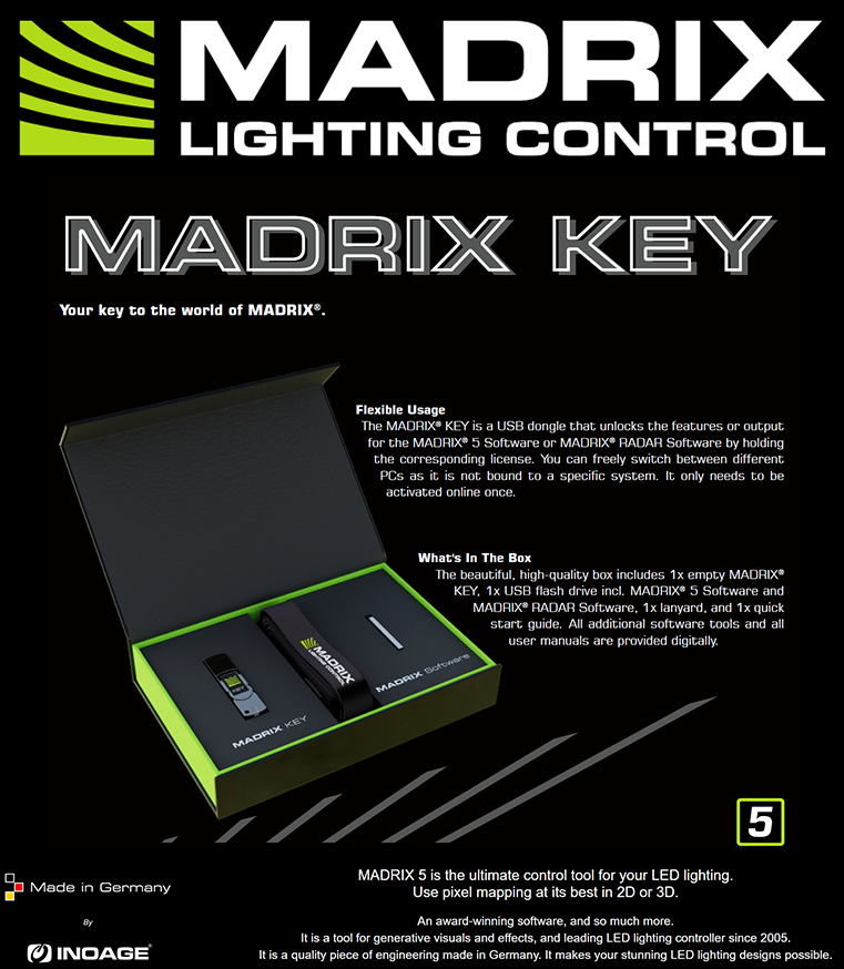 IA-SW-005001 MADRIX V5 KEY Starter Kit Software DMX Control 2D 3D Pixel Mapping