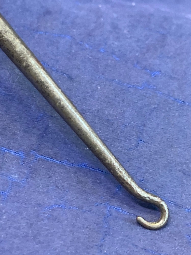 Vintage Sterling Silver Handled Button Hook Lace Puller Floral Repousse Design
