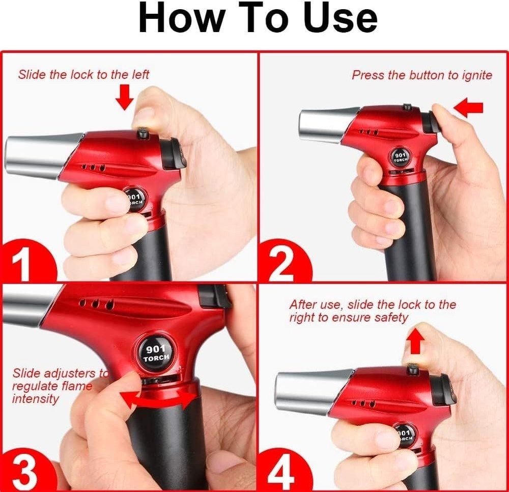 Refillable Kitchen Blow Torch with Adjustable Flame - Perfect for Baking & BBQ
