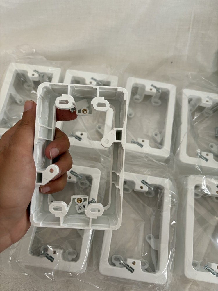 8x 34mm deep Mounting Blocks White Wall Plate Brackets Bulk Pack