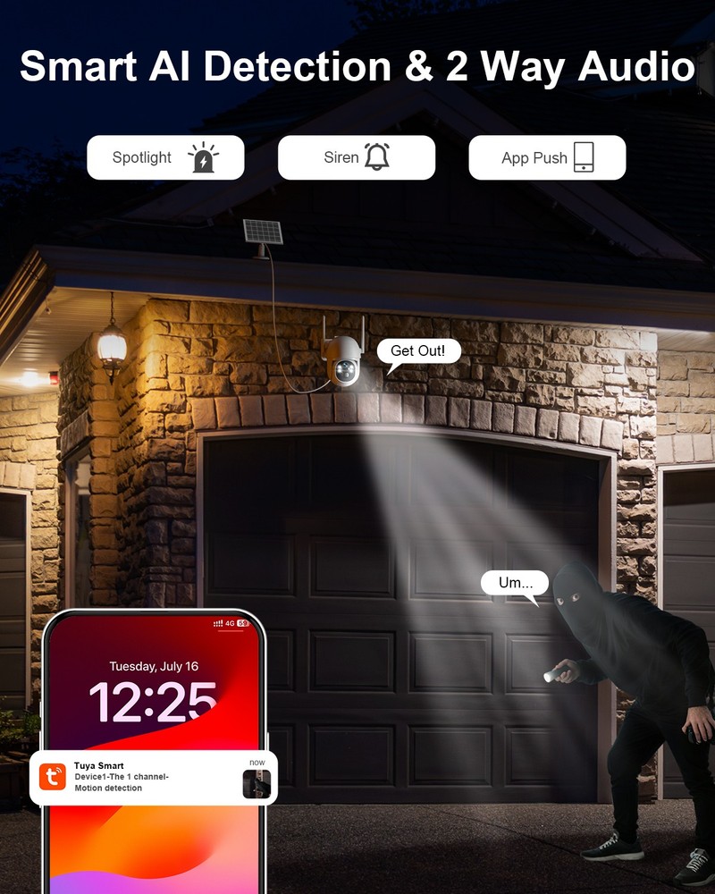 2pc 4G LTE Cellular Solar Wireless Security Camera Lifetime Free Unlimited Data