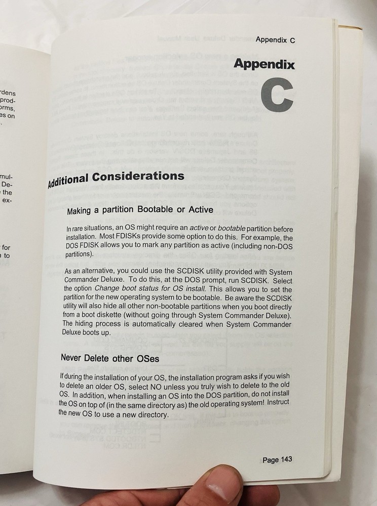 System Commander Deluxe User Manual VCOM Partitioning Guide Windows Linux (1998)