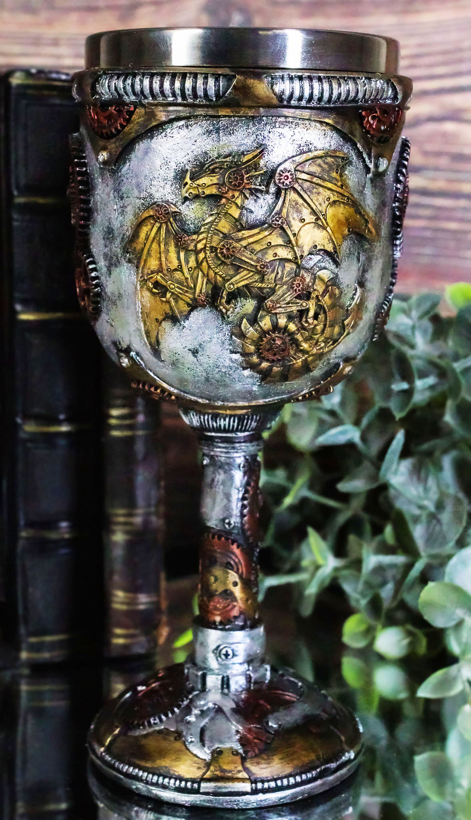Steampunk Mechanical Gearwork Dragon Wine Goblet Decor Gift