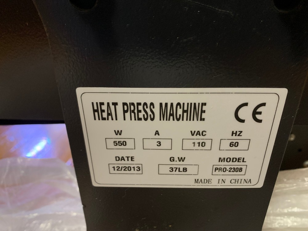 Heat Press Machine Model PRO-230B 9"X12" Swing Arm