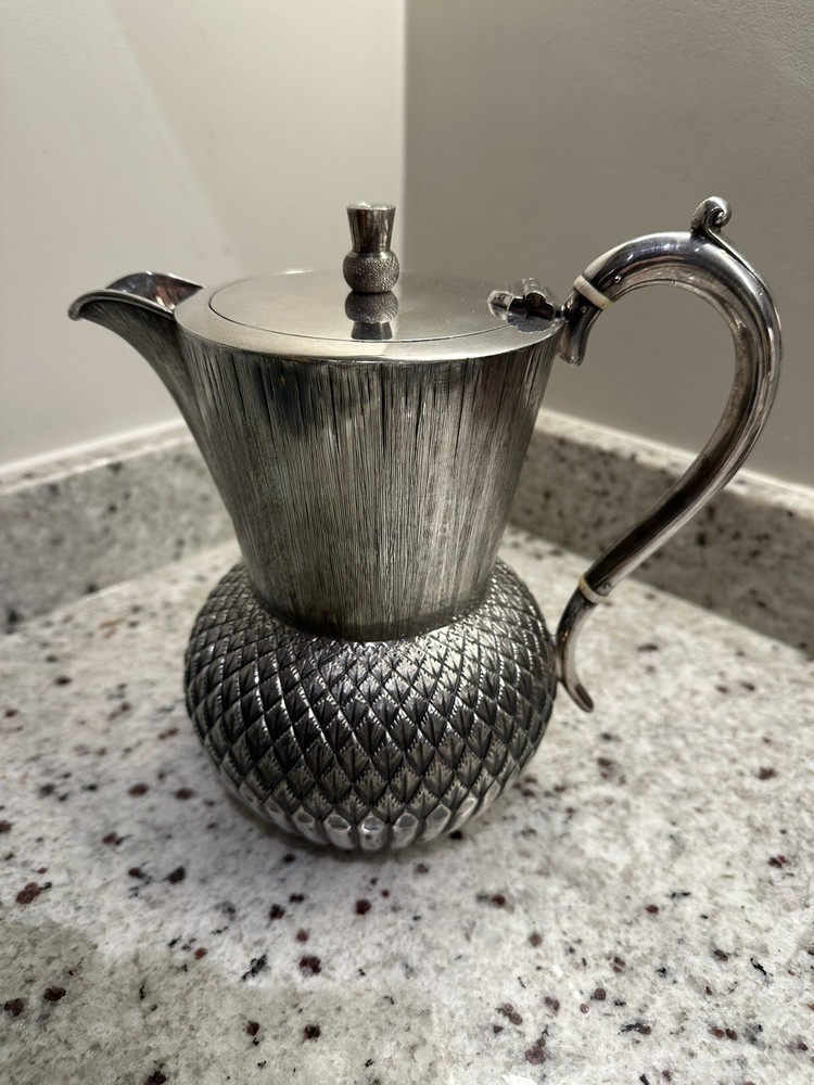 Antique Victorian Silver Plate 'Thistle' Coffee Pot - Scottish Interest c1890