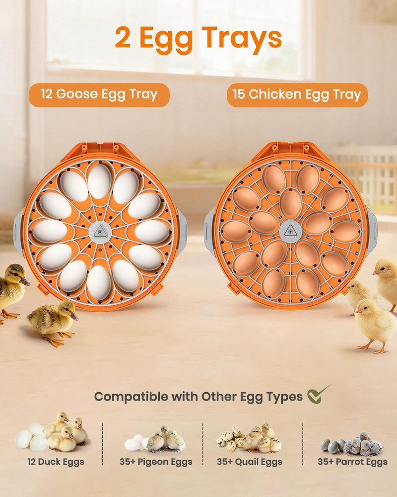 Incubators for Hatching Eggs,15 Egg Incubator with Automatic Egg Turner,Temperat