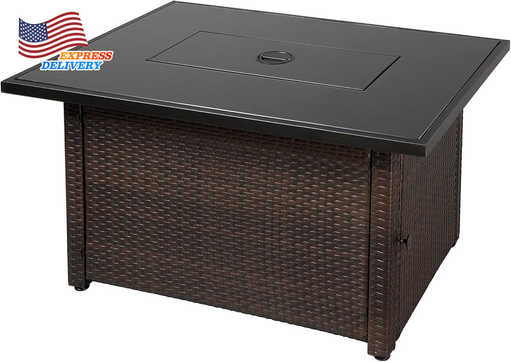 Rectangular Outdoor Gas Brown/Black Fire Table Multi Color