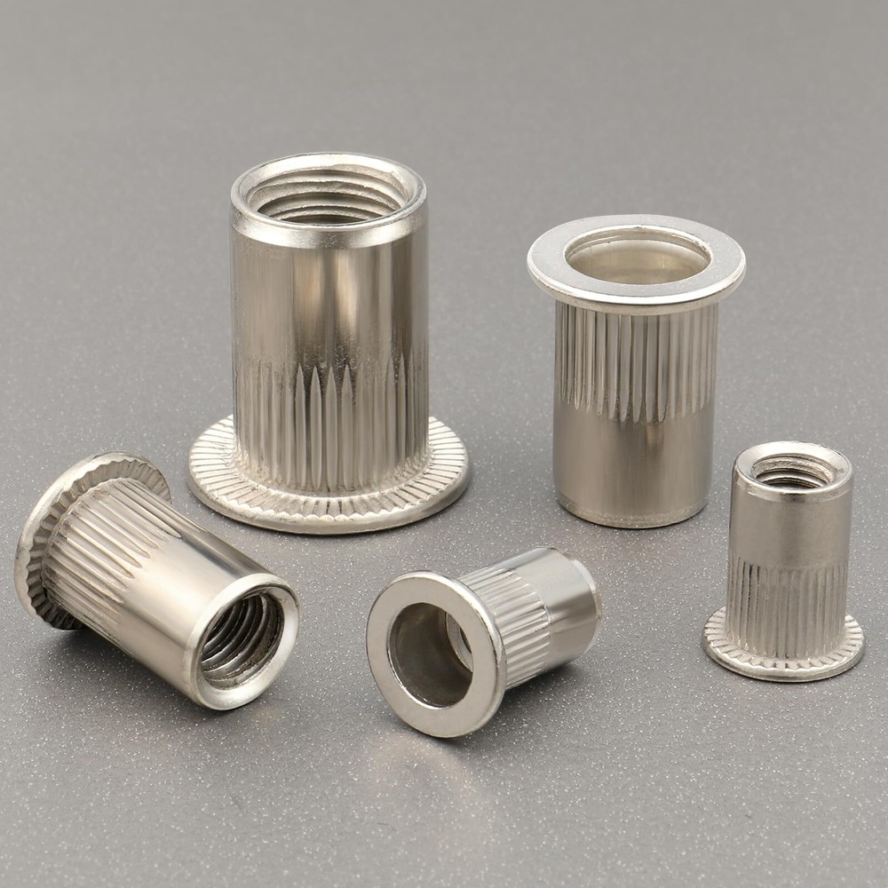 100Pcs M6 Rivet Nut 304 Stainless Steel Rivnut Threaded Insert Nut, Knurled B...