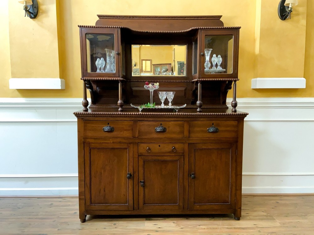 Antique 19th Century Display Top Mirror Back Sideboard.