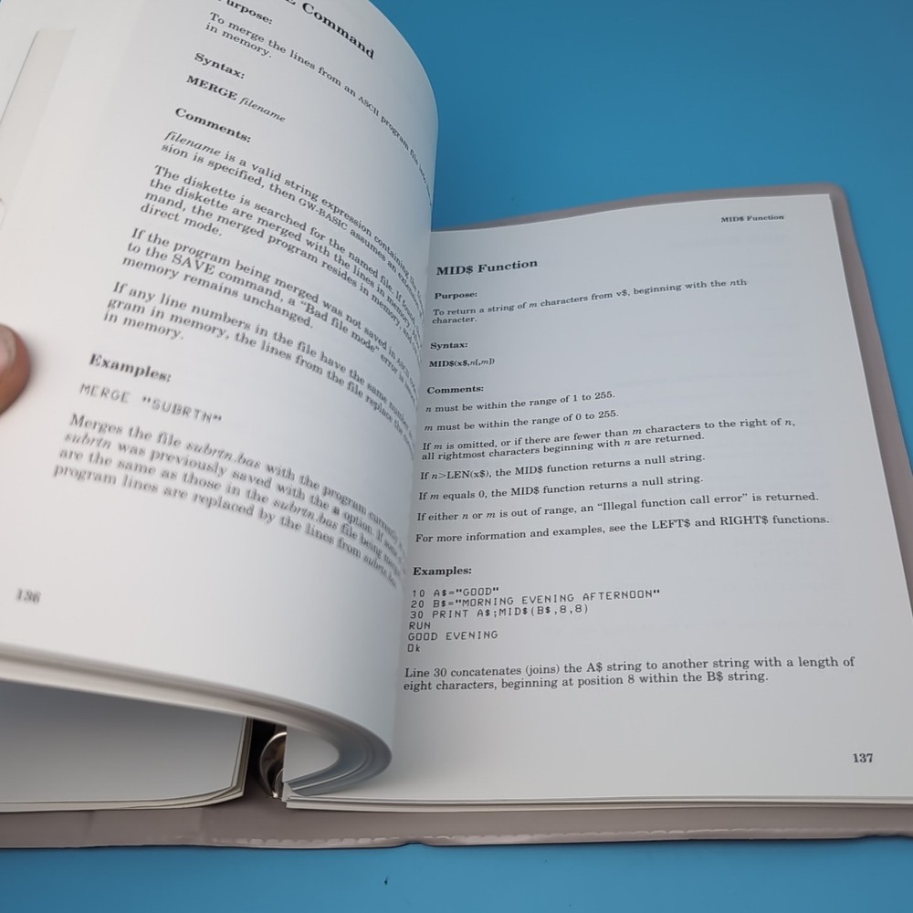Microsoft GW-BASIC User's Guide and User's Reference Manual in Binder 1986
