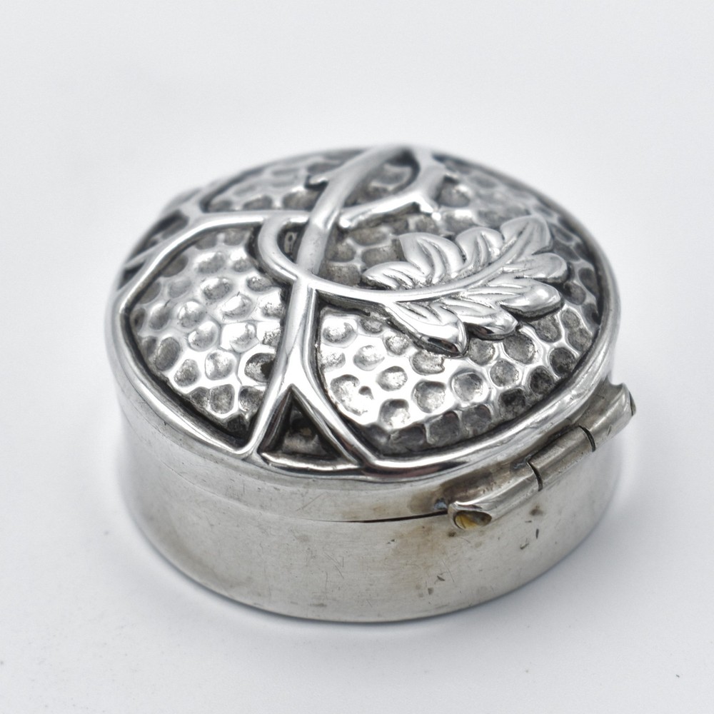 Antique Solid Sterling Silver Pill Pot 1903 Box