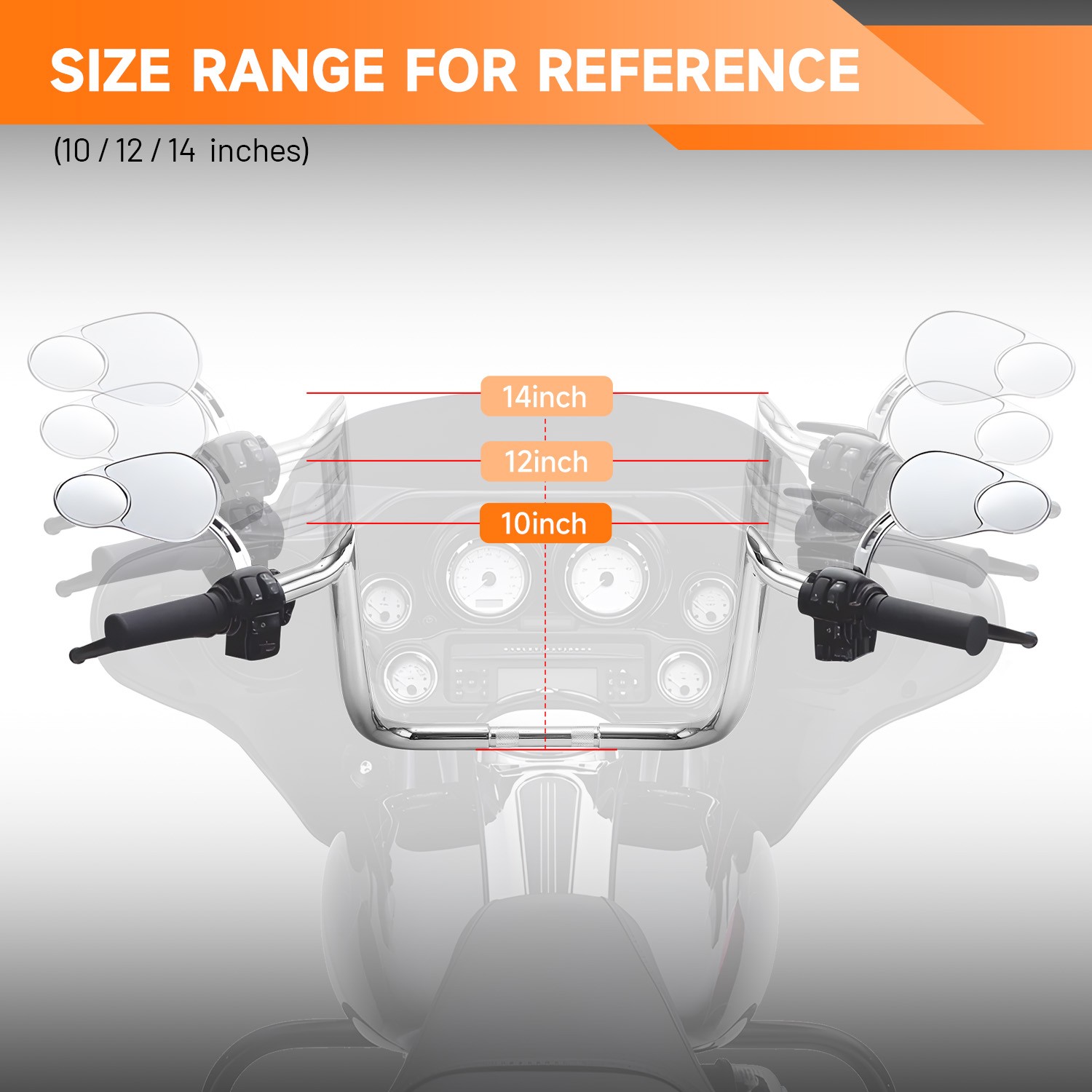 10" 12" 14" Pre-Wired Meathook Handlebars for Harley Street Glide Electra Glide