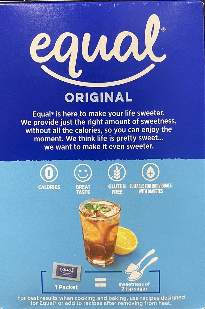 2x EQUAL ORIGINAL Zero Calorie Sweetener 250 Count Packets 8.8 oz Box - 2 PACK