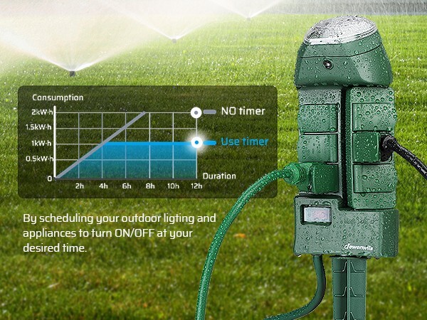 DEWENWILS Yard Stake Timer Dusk to Dawn, Weatherproof Countdown Light Timer,