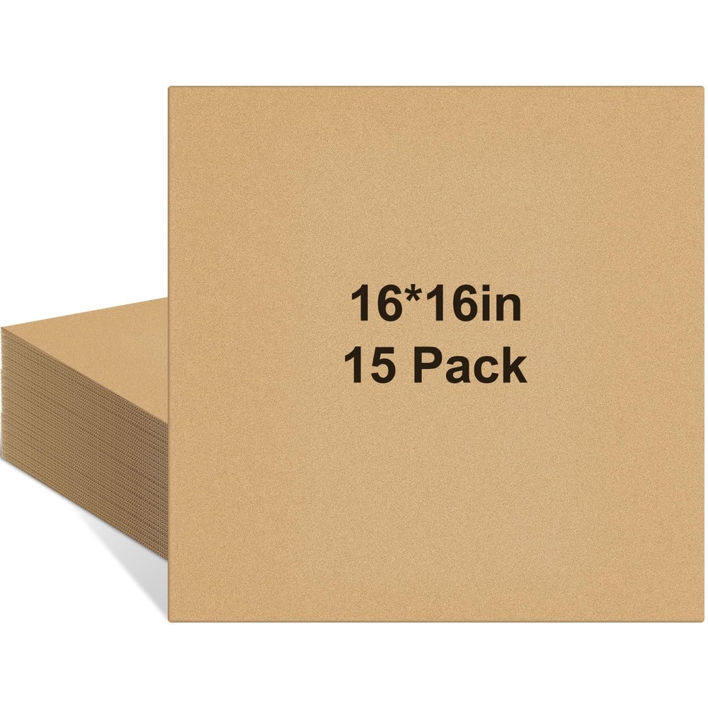15 PCS 16x16 Inch Corrugated Cardboard Sheets Flat Square Inserts Packaging