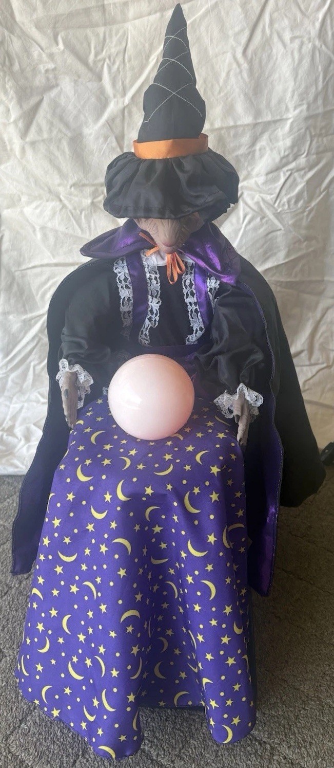 Gemmy Halloween Large Fortune Teller Witch Animated Electric Talks Hands Move26"