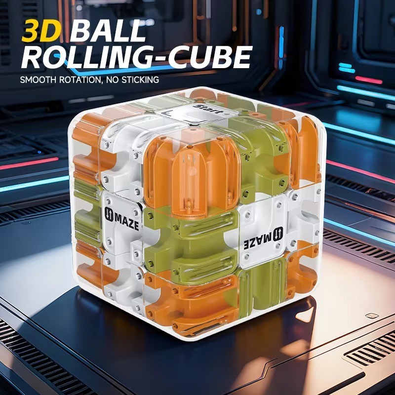 3D Labyrinth Puzzle Maze Cube - Engaging Brain Teaser Toy, Improve Spatial - NEW
