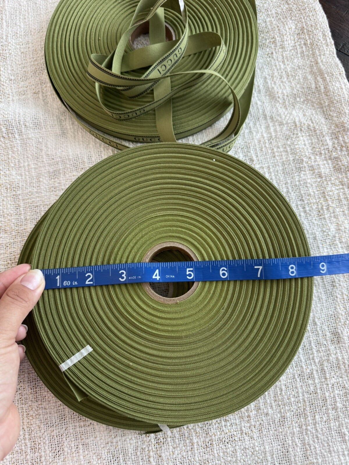 Authentic GUCCI Ribbon Green With Logo 100 Meters (120 Yards) Roll x 16mm NEW