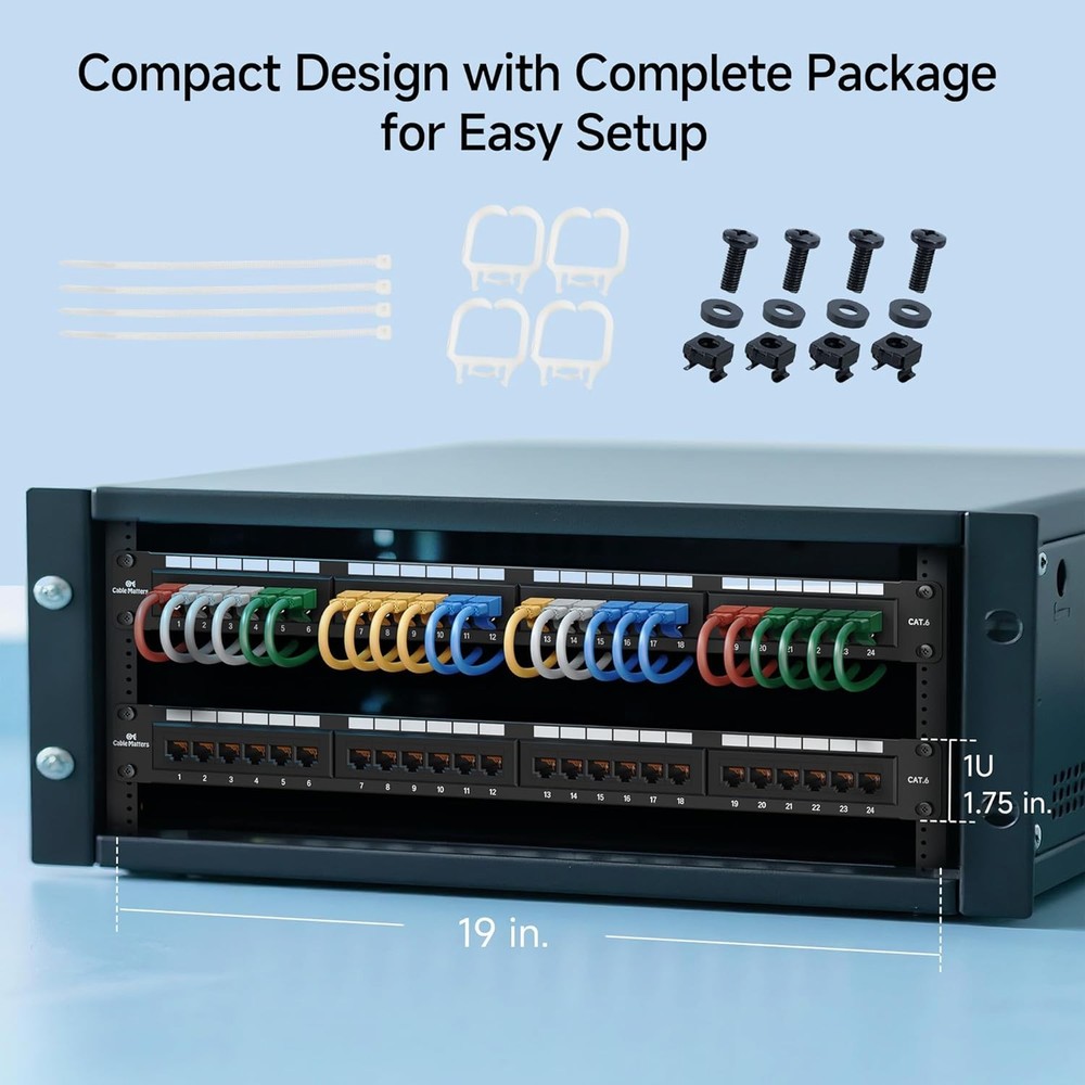24 Port Cat6 Patch Panel Rackmount Wall Mount