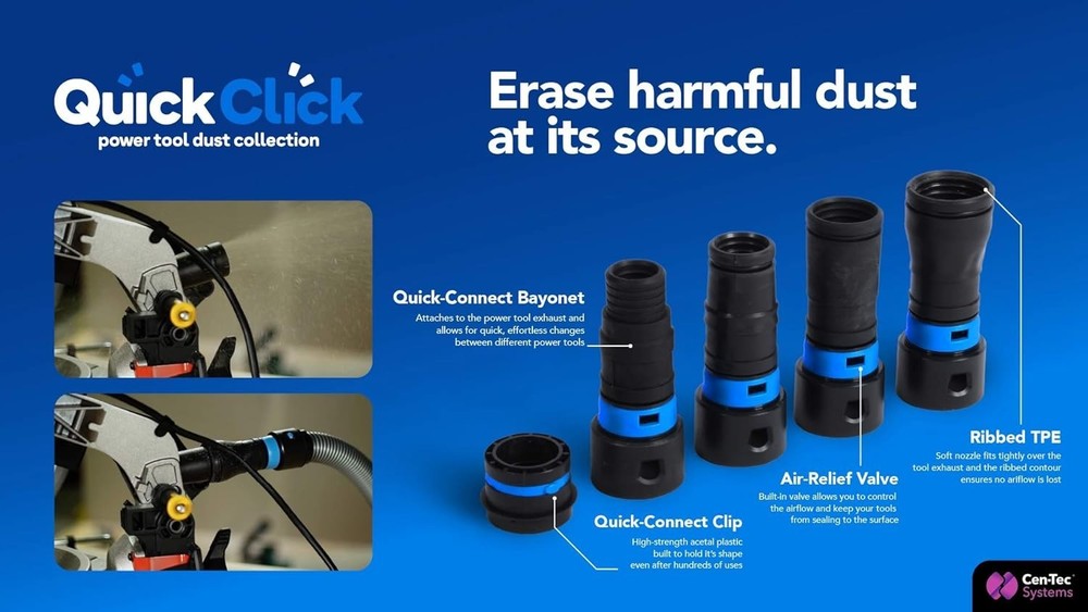 Quick Click Expanded Multi-Brand Power Tool Adapter Set for Dust Collection