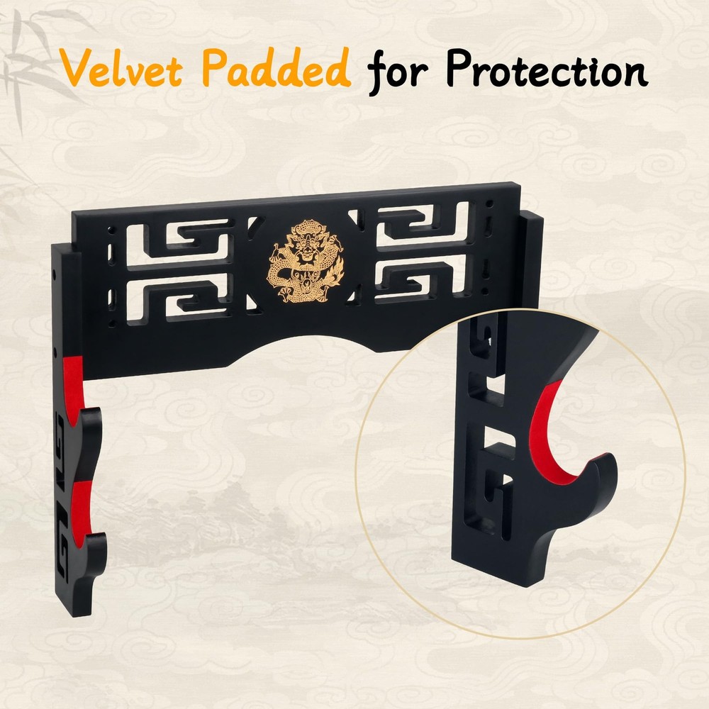 Sword Display Katana Wall Mount, 2-Tier Samurai Sword Katana Holder Stand wit...