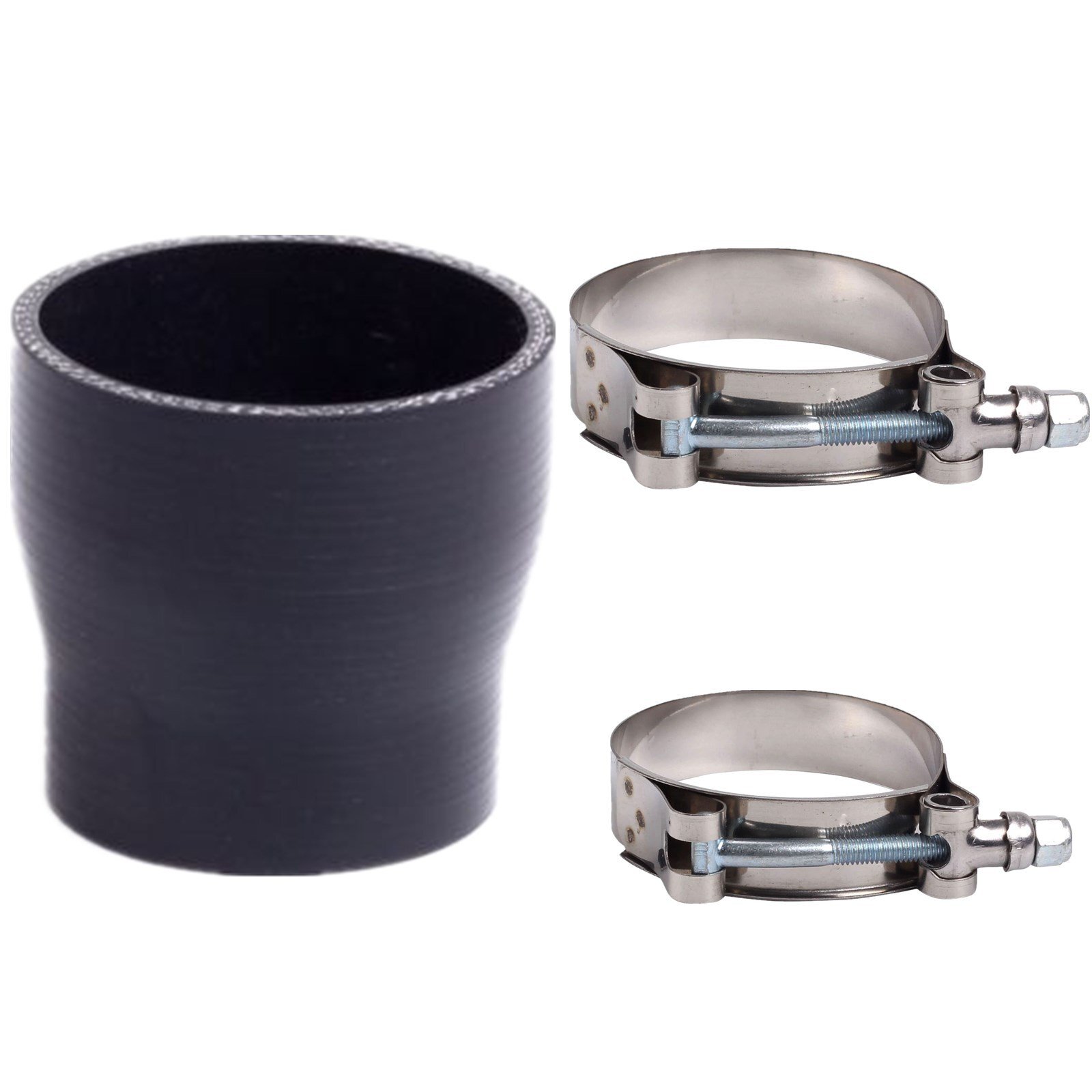 4" to 3" inch Black Silicone Reducer Coupler Turbo Pipe w/ 2x T-Bolt Clamps