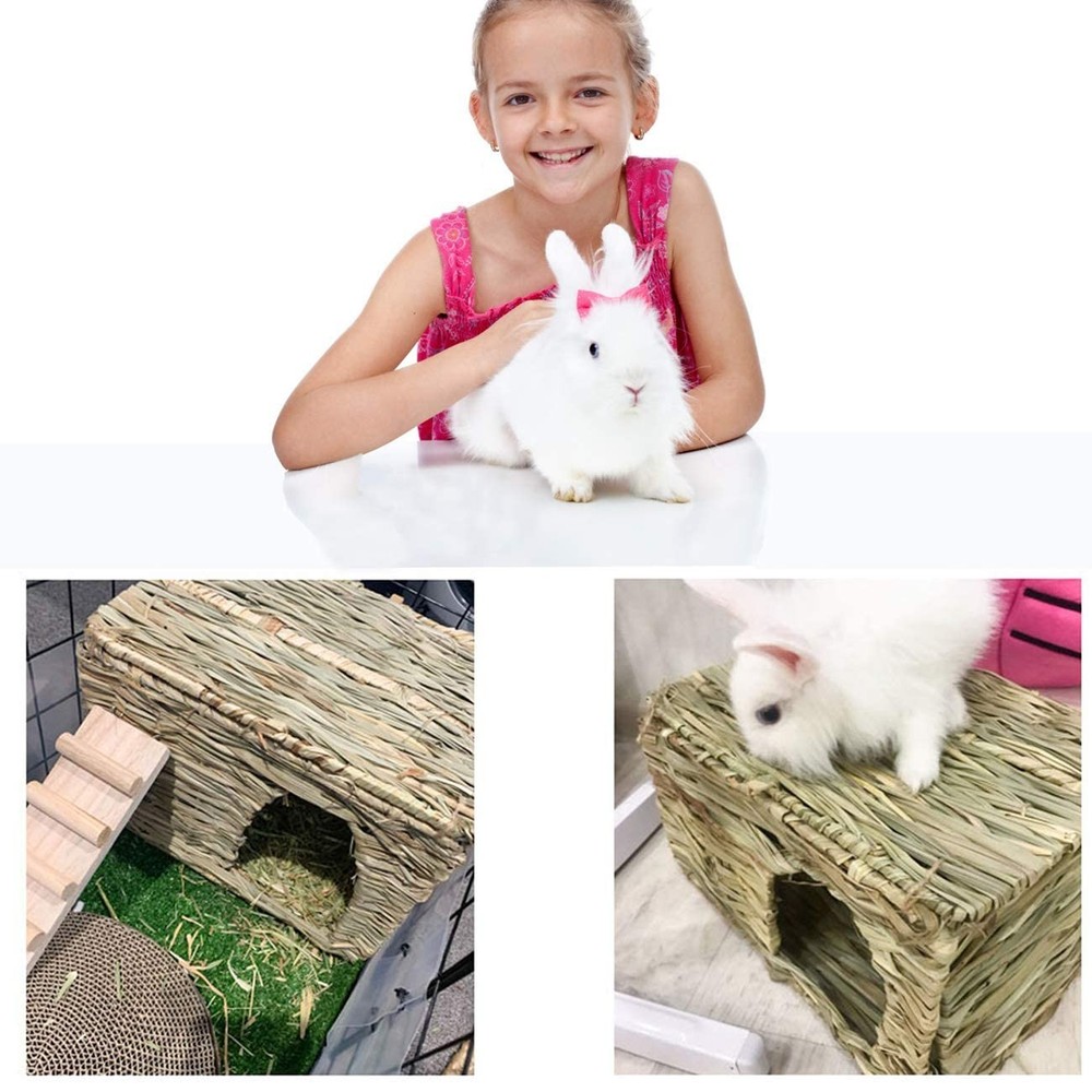 Extra Large Grass House for Rabbit, Foldable & Comfortable - Small Animal Hut...