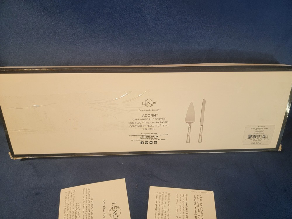 Lenox Cake And Server Set. Adorn