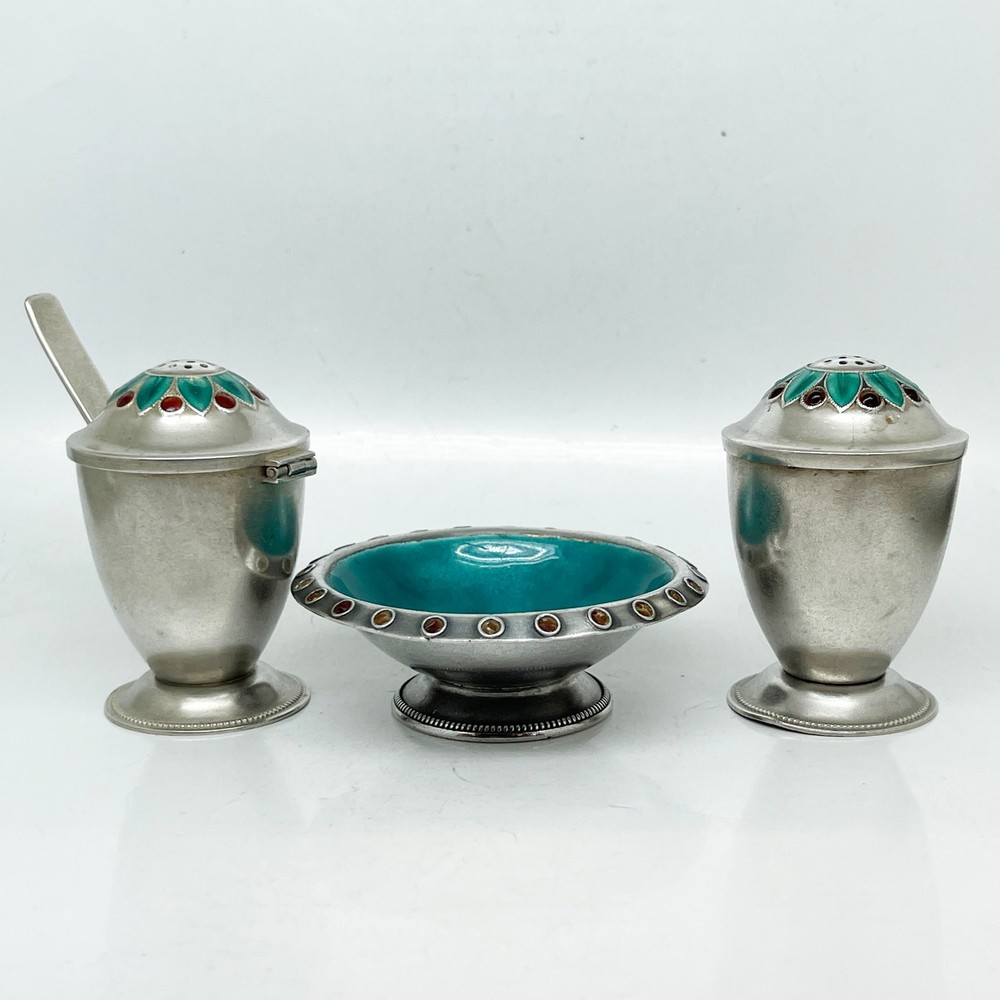 Russian Vintage Silver Enamel Set