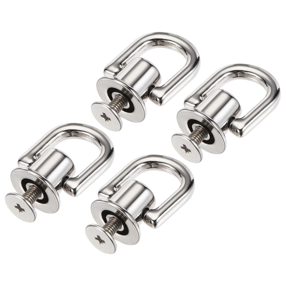 12x10mm Ball Post Head Button Studs with D Ring for DIY Silver Tone 4pcs