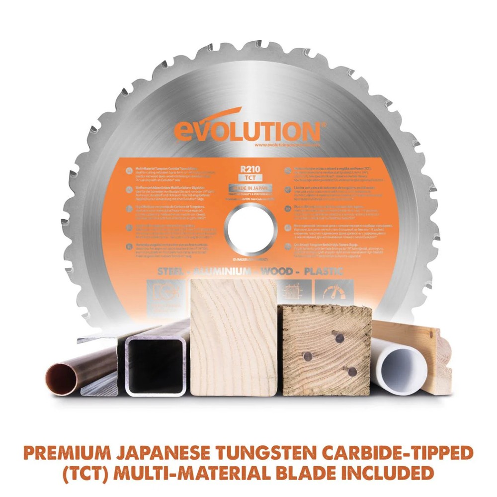 Evolution R210CMS: Compound Miter Saw With 8-1/4 in. Multi-Material Cutting Blad