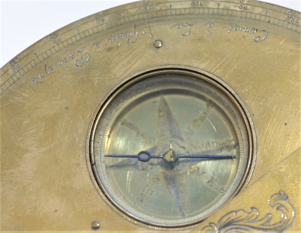 A Very Rare Canivet Graphometer With Solid Brass Plate Dated 1764