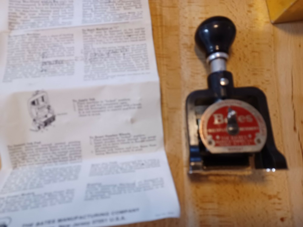 Vintage Bates Multiple Movement Numbering Machine Computer box instructions