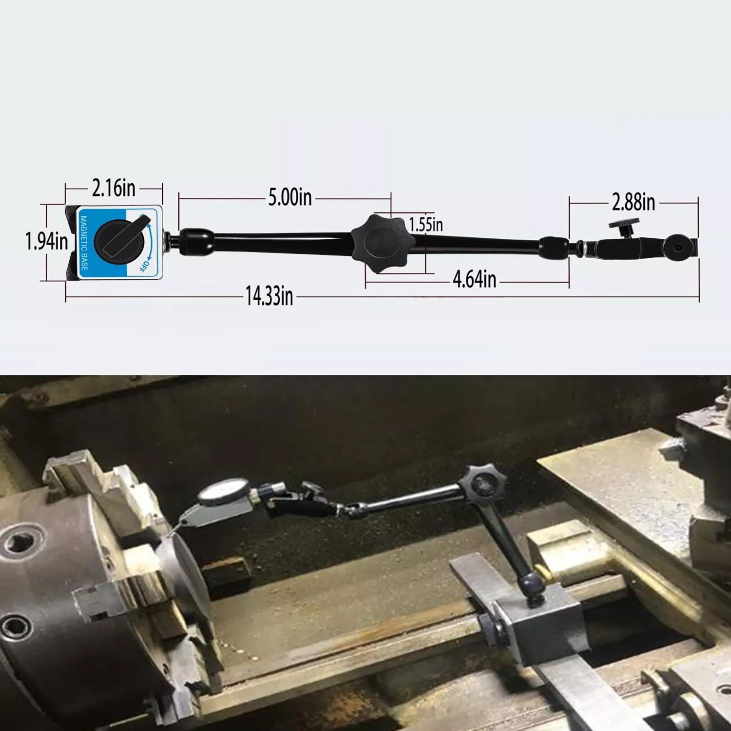 H-295 Magnetic Base Holder 176lb For Noga Dial Test Indicator DG61003