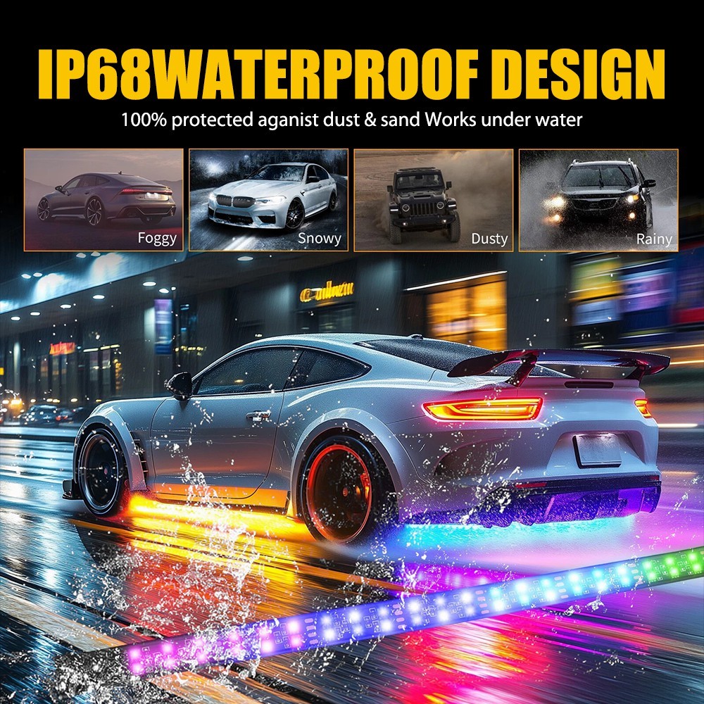 6Pcs Million Color Car Truck Underglow Under Body Accent Glow Neon LED Light Kit