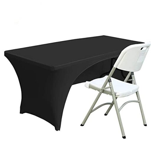 Spandex Table Cover 4 ft. Fitted Polyester 48" x 24" (Rectangular) Black
