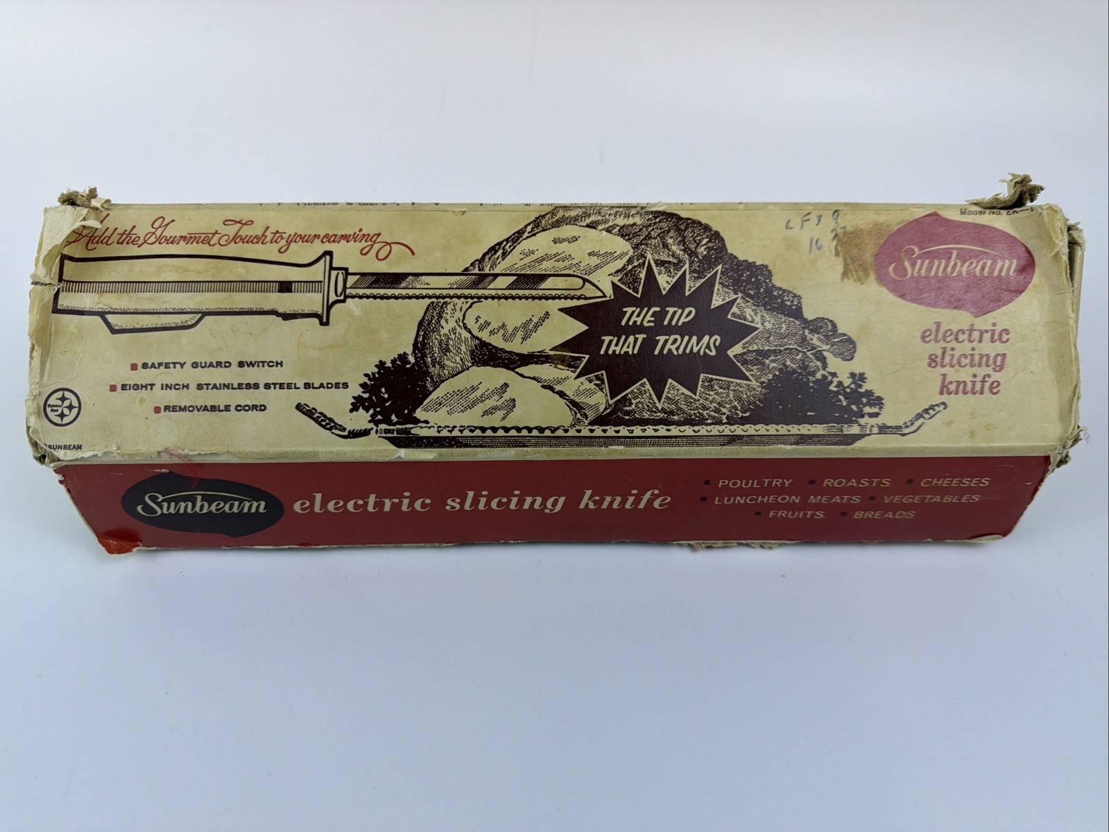 Vintage Sunbeam Electric Slicing Knife 3 8" Blades Stainless Steel EK-100 Works