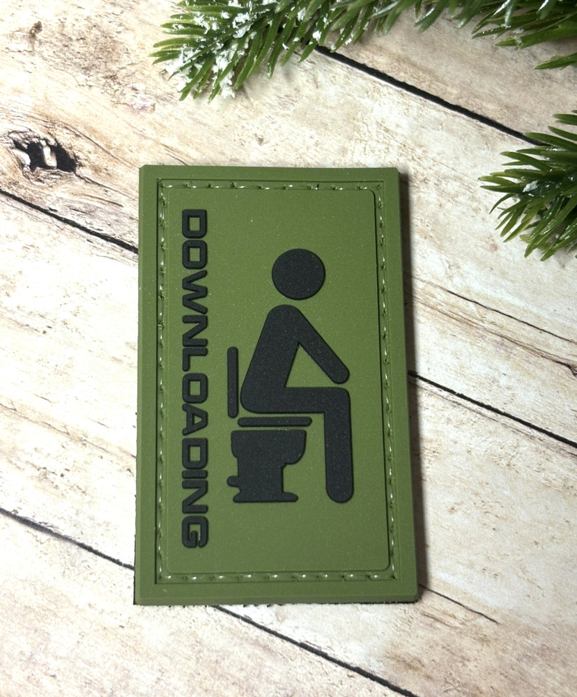 PVC Tactical Patch - Green Downloading Patch - Morale Funny Meme Gun Patch