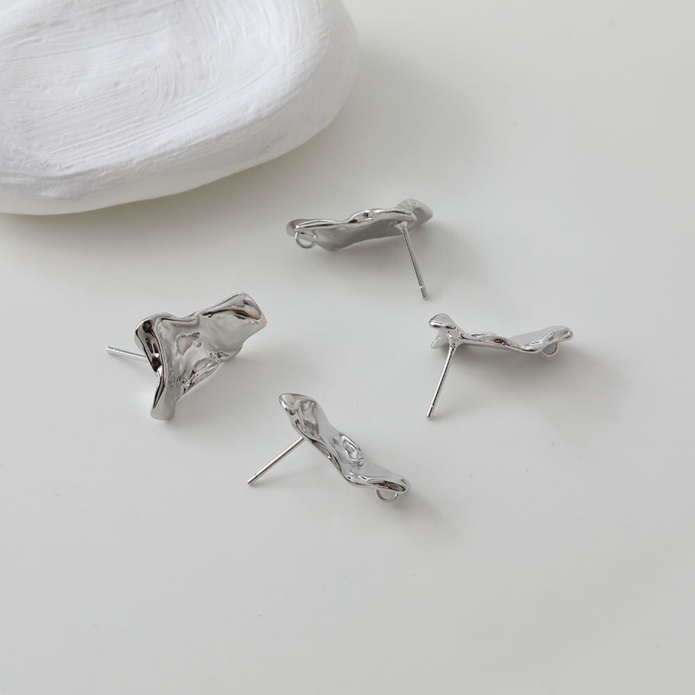 4pcs Irregular Hammered Earring Post,Geometry Irregular Stud Earrings