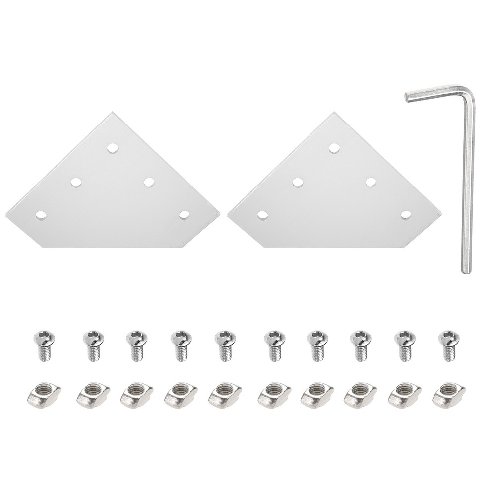 2 sets for L shape angle connectors, aluminum profile 4040, silver