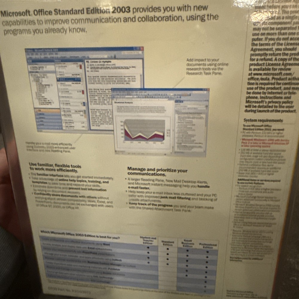 Microsoft Office Standard Edition 2003 Software New Sealed