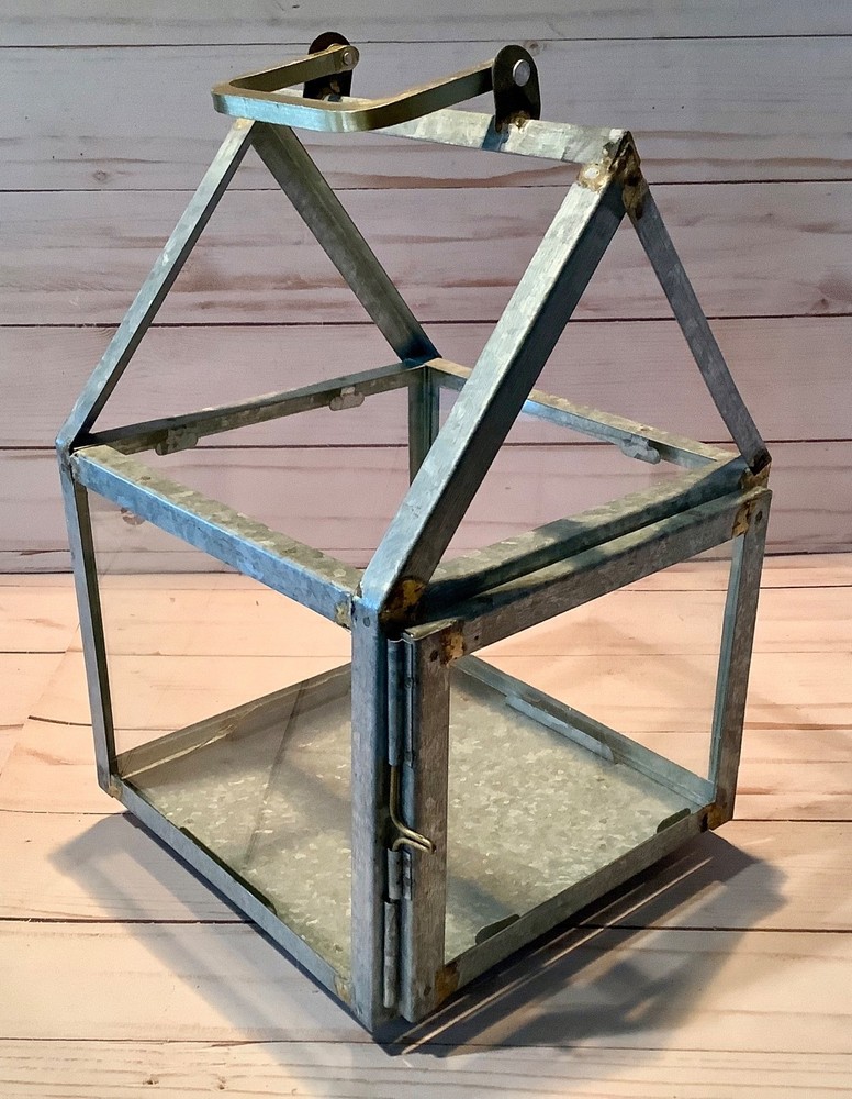 Small Hearth & Hand Magnolia Galvanized + Glass Lantern