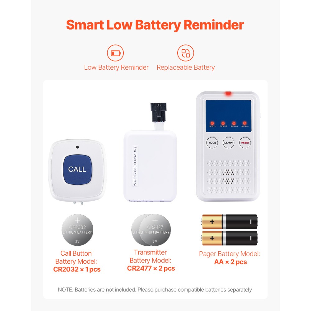 Wireless Bed Alarm System w/ Sensor Pad & Pager for Elderly Fall Prevention